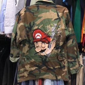 Hand painted Mario High Army Jacket